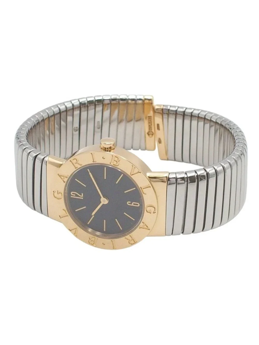 Bvlgari Tubogas S Black 18K Yellow Gold SS Watch Quartz